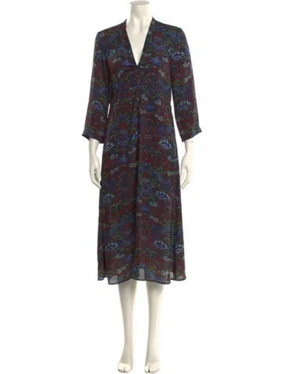 Pre-owned Raquel Allegra Silk Midi Length Dress In Black