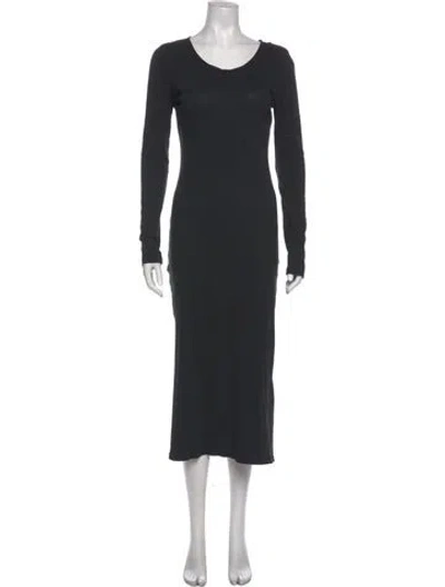 Pre-owned Raquel Allegra Silk Midi Length Dress In Black