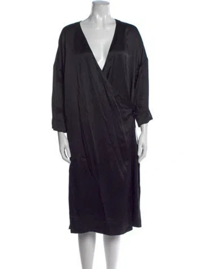 Pre-owned Raquel Allegra Silk Midi Length Dress In Black