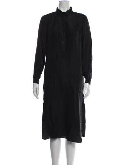 Pre-owned Raquel Allegra Silk Midi Length Dress In Black