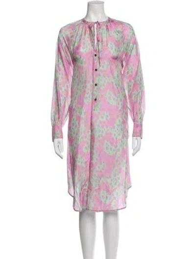 Pre-owned Raquel Allegra Silk Midi Length Dress In Blue