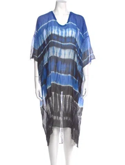 Pre-owned Raquel Allegra Silk Midi Length Dress In Blue