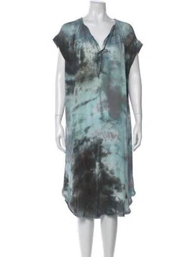 Pre-owned Raquel Allegra Silk Midi Length Dress In Blue