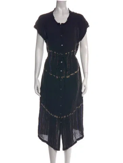 Pre-owned Raquel Allegra Silk Midi Length Dress In Blue