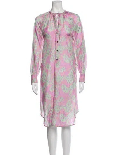 Pre-owned Raquel Allegra Silk Midi Length Dress In Blue