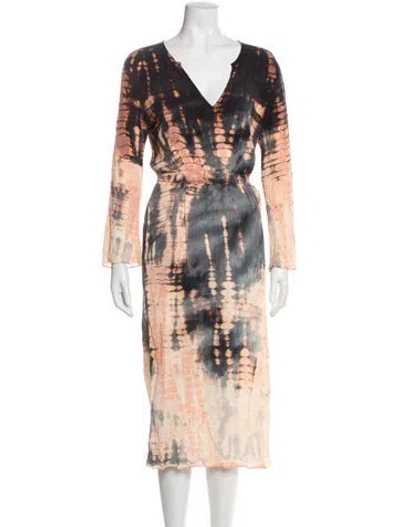 Pre-owned Raquel Allegra Silk Midi Length Dress In Gray