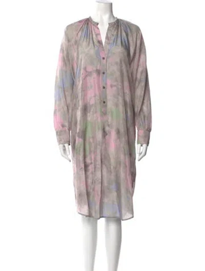 Pre-owned Raquel Allegra Silk Midi Length Dress In Gray