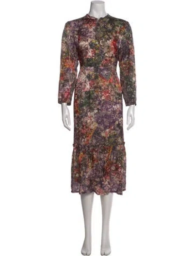 Pre-owned Raquel Allegra Silk Midi Length Dress In Green