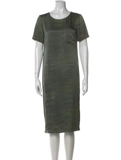 Pre-owned Raquel Allegra Silk Midi Length Dress In Green