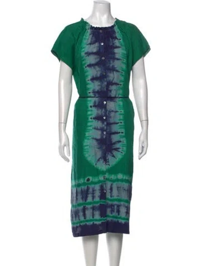 Pre-owned Raquel Allegra Silk Midi Length Dress In Green