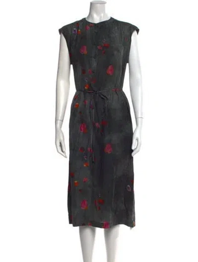 Pre-owned Raquel Allegra Silk Midi Length Dress In Multi