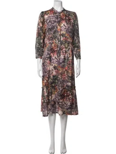 Pre-owned Raquel Allegra Silk Midi Length Dress In Multi