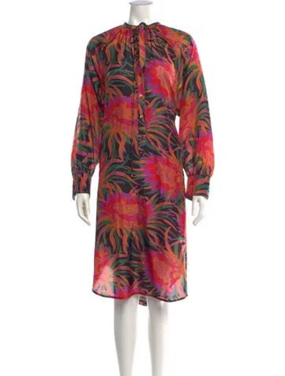 Pre-owned Raquel Allegra Silk Midi Length Dress In Pink