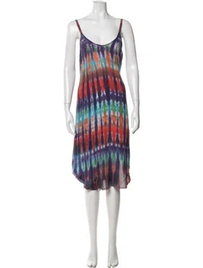 Pre-owned Raquel Allegra Silk Midi Length Dress In Purple