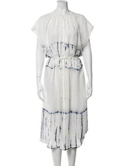 Pre-owned Raquel Allegra Silk Midi Length Dress W/ Tags In White