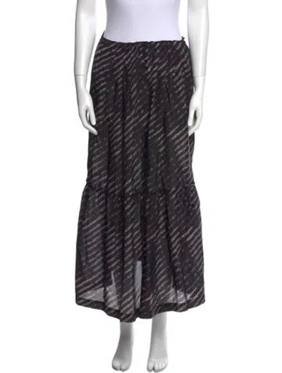 Pre-owned Raquel Allegra Silk Midi Length Skirt In Black