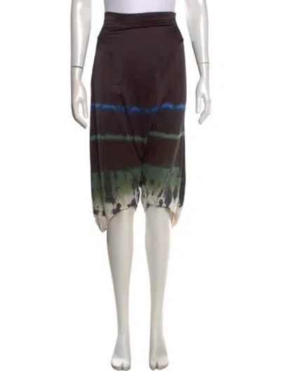 Pre-owned Raquel Allegra Silk Midi Length Skirt In Black