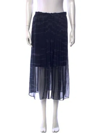 Pre-owned Raquel Allegra Silk Midi Length Skirt In Blue