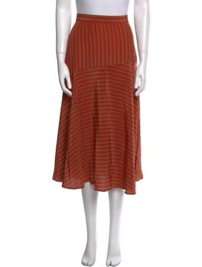 Pre-owned Raquel Allegra Silk Midi Length Skirt In Neutral