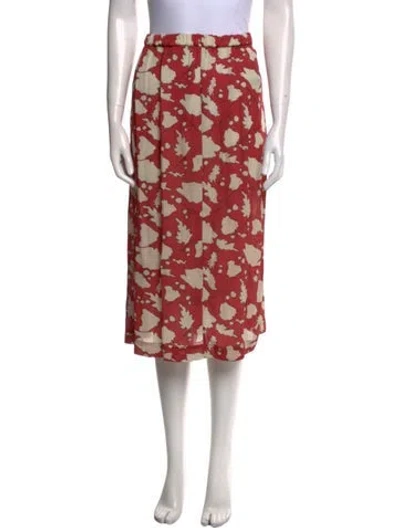 Pre-owned Raquel Allegra Silk Midi Length Skirt In Red