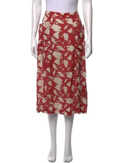 Pre-owned Raquel Allegra Silk Midi Length Skirt In Red