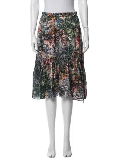 Pre-owned Raquel Allegra Silk Midi Length Skirt In White