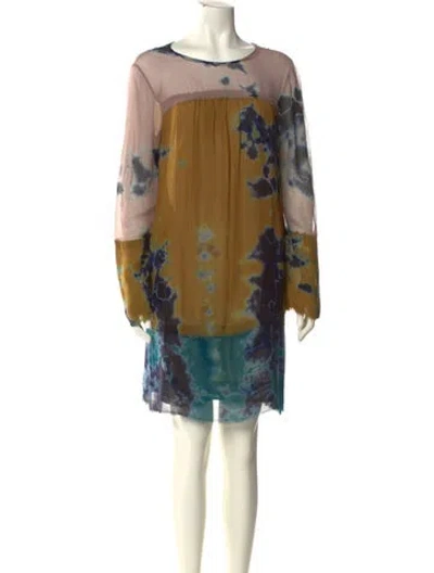 Pre-owned Raquel Allegra Silk Mini Dress In Blue