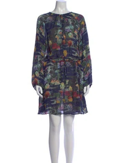 Pre-owned Raquel Allegra Silk Mini Dress In Blue