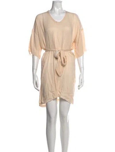 Pre-owned Raquel Allegra Silk Mini Dress In Neutral