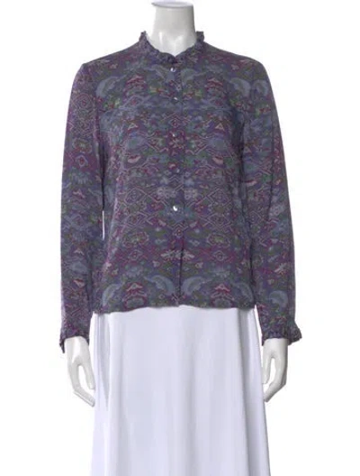 Pre-owned Raquel Allegra Silk Paisley Print Blouse In Multi