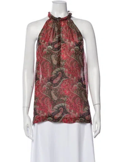 Pre-owned Raquel Allegra Silk Paisley Print Top In Red