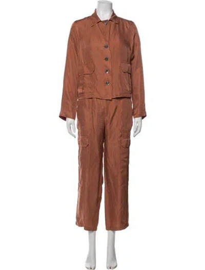 Pre-owned Raquel Allegra Silk Pant Set In Orange