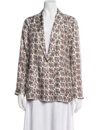 Pre-owned Raquel Allegra Silk Patterned Blazer In Multicolor