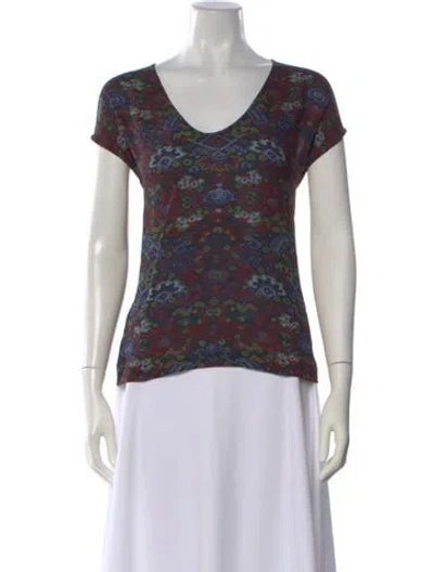 Pre-owned Raquel Allegra Silk Patterned T-shirt In Multi