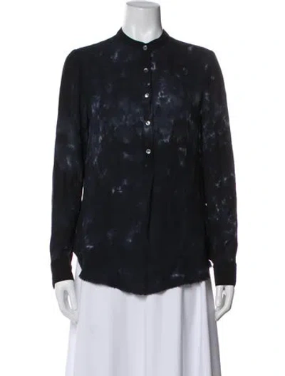 Pre-owned Raquel Allegra Silk Printed Blouse In Gray
