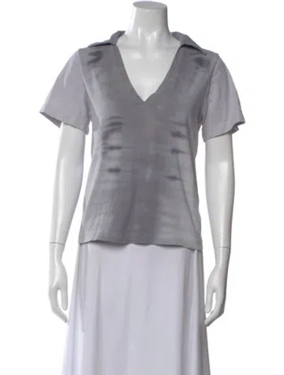 Pre-owned Raquel Allegra Silk Printed Blouse In Gray