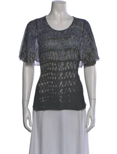 Pre-owned Raquel Allegra Silk Printed Top In Blue