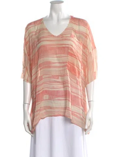 Pre-owned Raquel Allegra Silk Printed T-shirt In Neutral