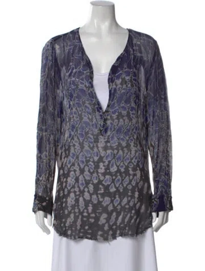 Pre-owned Raquel Allegra Silk Printed Tunic In Multi