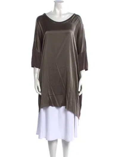 Pre-owned Raquel Allegra Silk Scoop Neck Sweater In Gray