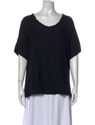 Pre-owned Raquel Allegra Silk Scoop Neck T-shirt In Black