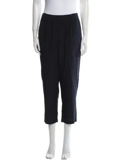 Pre-owned Raquel Allegra Silk Straight Leg Pants In Black