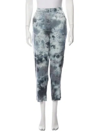 Pre-owned Raquel Allegra Silk Straight Leg Pants In Blue