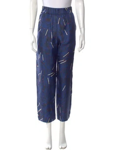Pre-owned Raquel Allegra Silk Straight Leg Pants In Multi