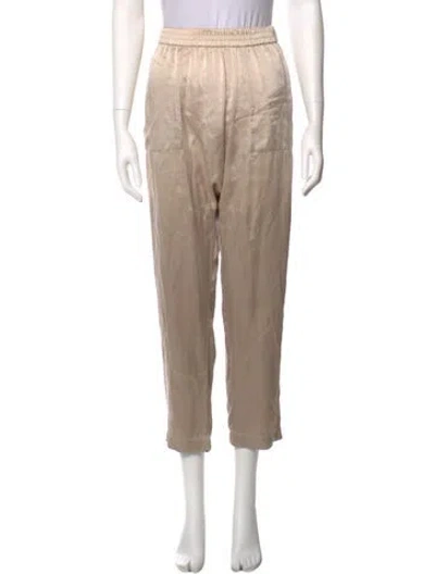 Pre-owned Raquel Allegra Silk Straight Leg Pants In Neutral