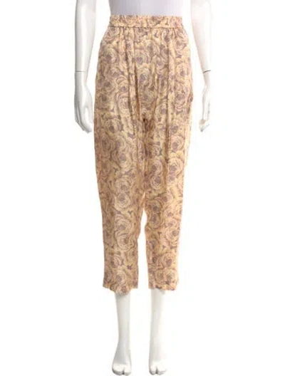 Pre-owned Raquel Allegra Silk Straight Leg Pants In Neutral