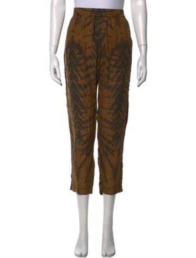 Pre-owned Raquel Allegra Silk Straight Leg Pants In Neutrals