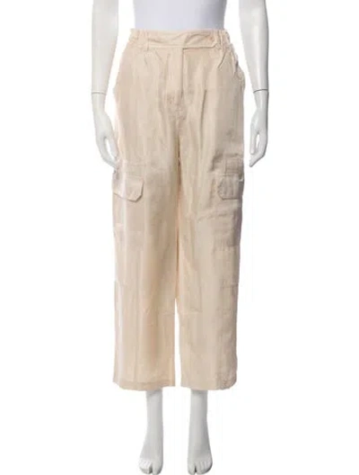 Pre-owned Raquel Allegra Silk Straight Leg Pants W/ Tags In Neutrals