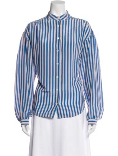 Pre-owned Raquel Allegra Silk Striped Blouse In Multi