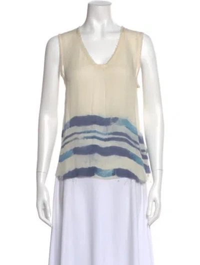Pre-owned Raquel Allegra Silk Striped Top In Neutral